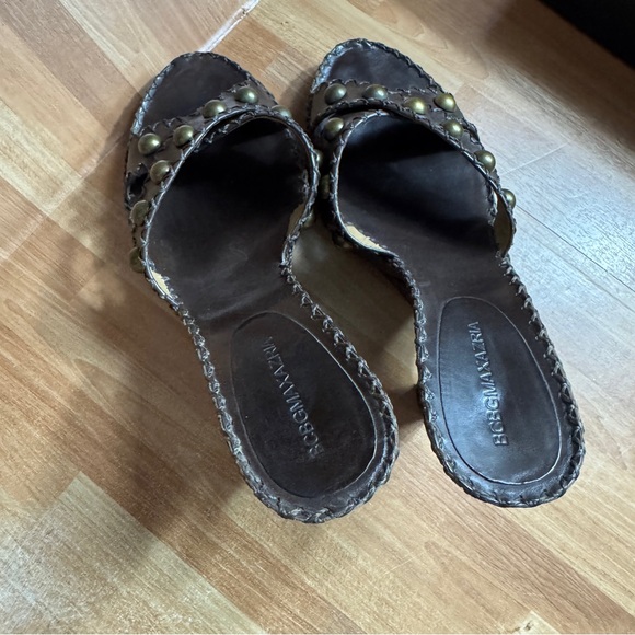 BCBGMaxAzria Dara mahogany wedge sandals size 8 dark brown 4 inch heels - Picture 6 of 11